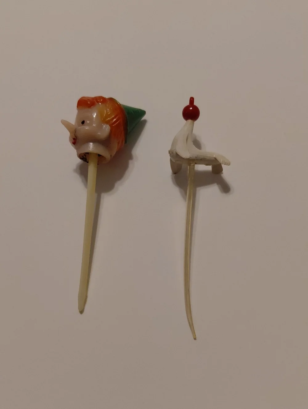 Vintage Pinocchio & Circus Seal Swizzle Stick Stirrer or Cupcake Decorations